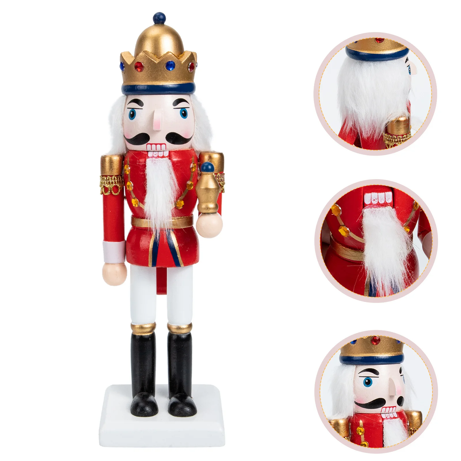 

Premium Wood Nutcracker Ornament Cute Cartoon for Indoor Home Desktop Showcase Decorative Art Craft Display Piece