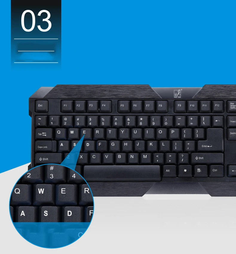 Tastiera Q19 Mouse cablato Set Giochi per computer Tastiera impermeabile per Home Office Business Nero Classico USB 107 tasti