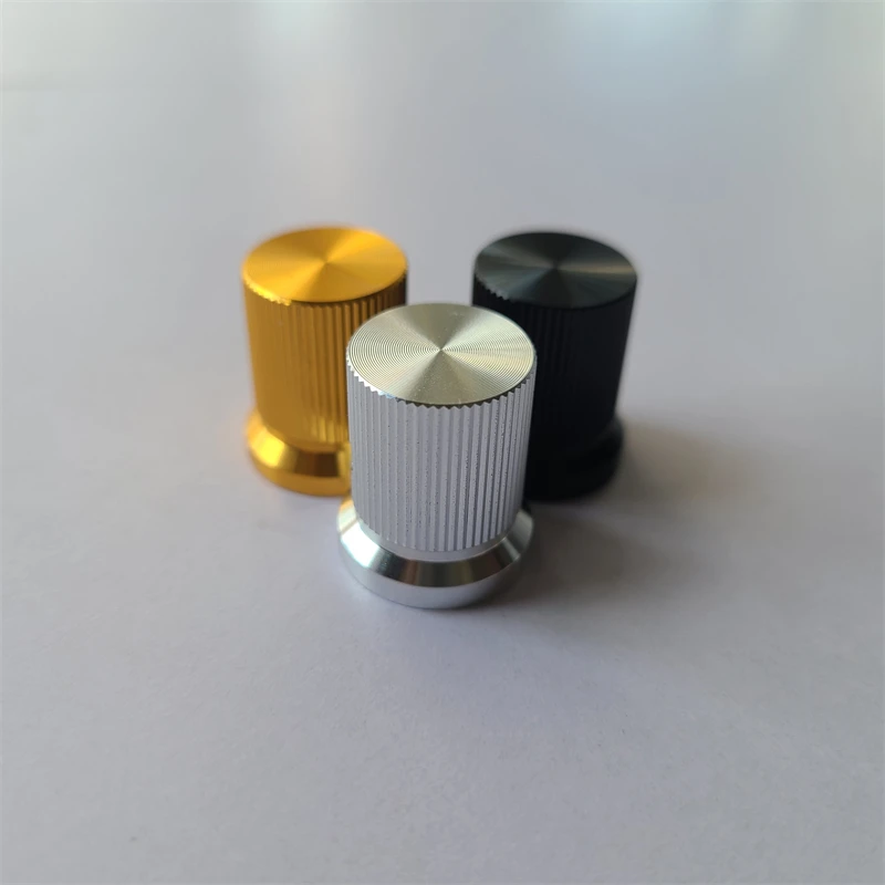 5pcs Aluminum Alloy Knob Stripes Solid Rotary Encoder Potentiometer Volume Switch Knobs Adjust 17*20mm Amplifier Control Button