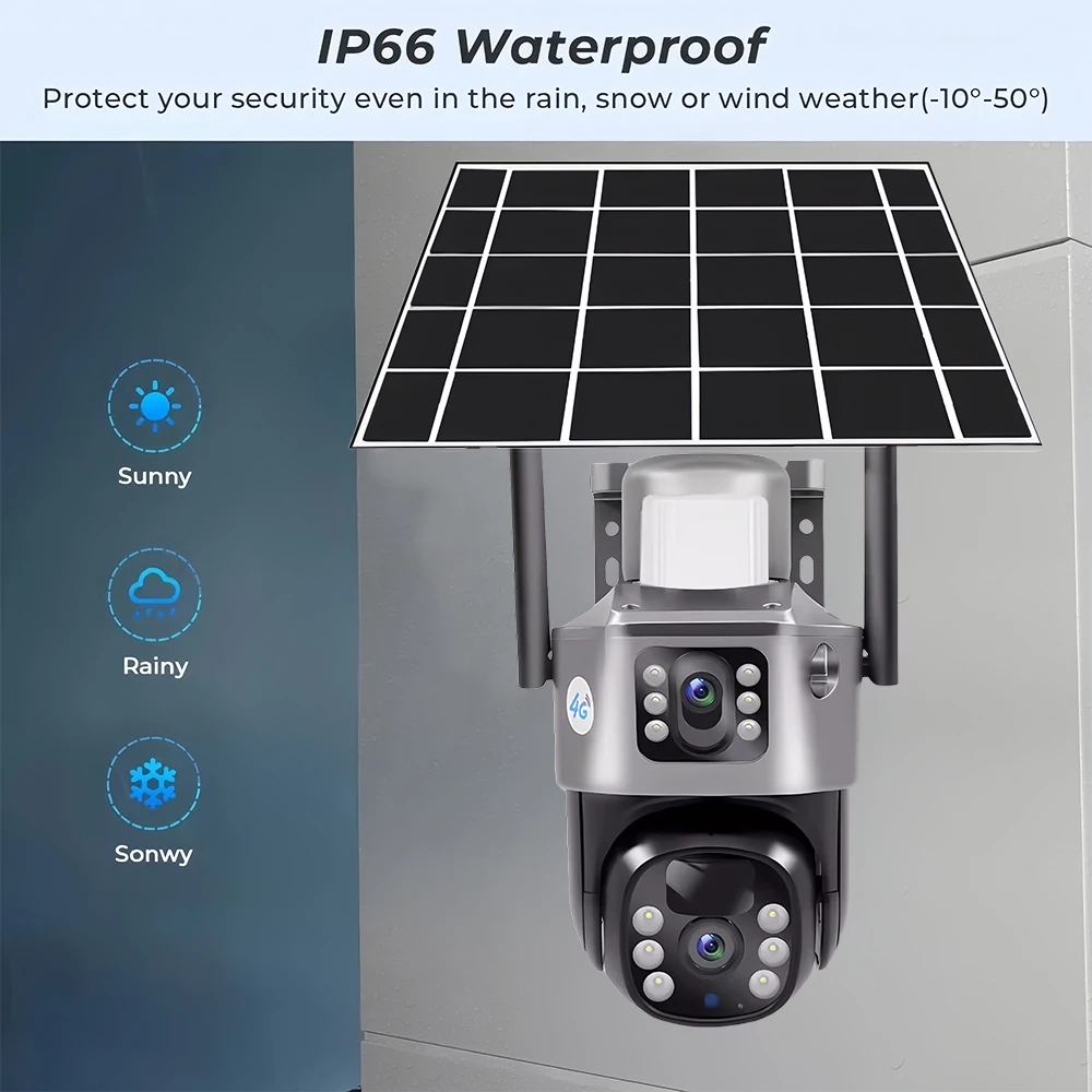 Dual Lens Solar 4G IP Camera 8MP 4K Wireless Surveillance Camera WiFi for Smart Home Night Vision with People Detection CCTV image 3