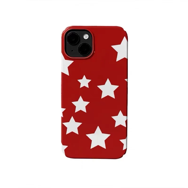 

Ins Korean Red Pentagram Star Phone Case for IPHONE 17 Air 16E 15 PROMAX 14 Plus 13 12 MINI 11 PRO 16Plus XR Acrylic Phone Cover