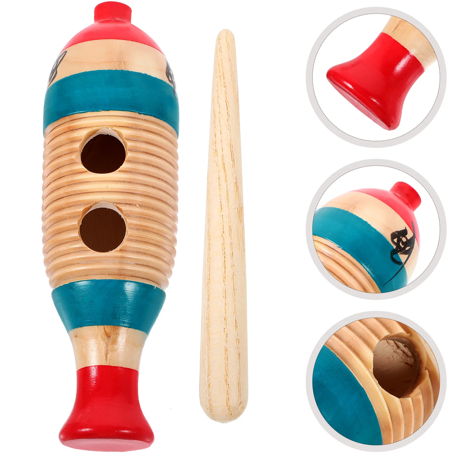 

2 Sets Fish and Frog Croaking Barrel Shaped Guiro Percussion Instrument for Wood Straight