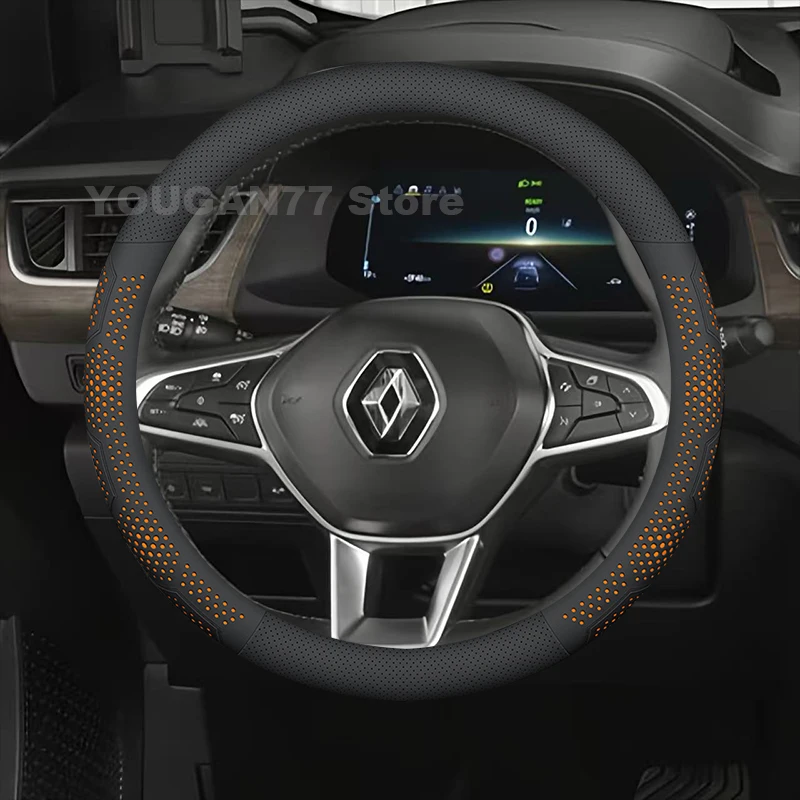 

Leather Car Steering Wheel Cover For Renault Grand Kangoo 2024 2015-2023 Non-slip Auto Steering Wheel Renault Kangoo Accessories