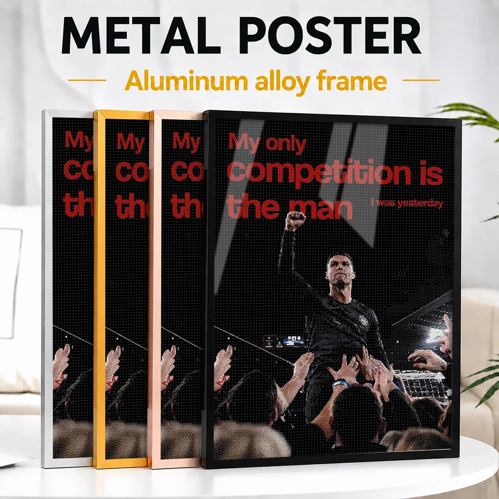 Cristiano Ronaldo Inspirational Sports Framed Metal Poster Personalized Victory Tribute Wall Art Enhances Gym For Football Fans