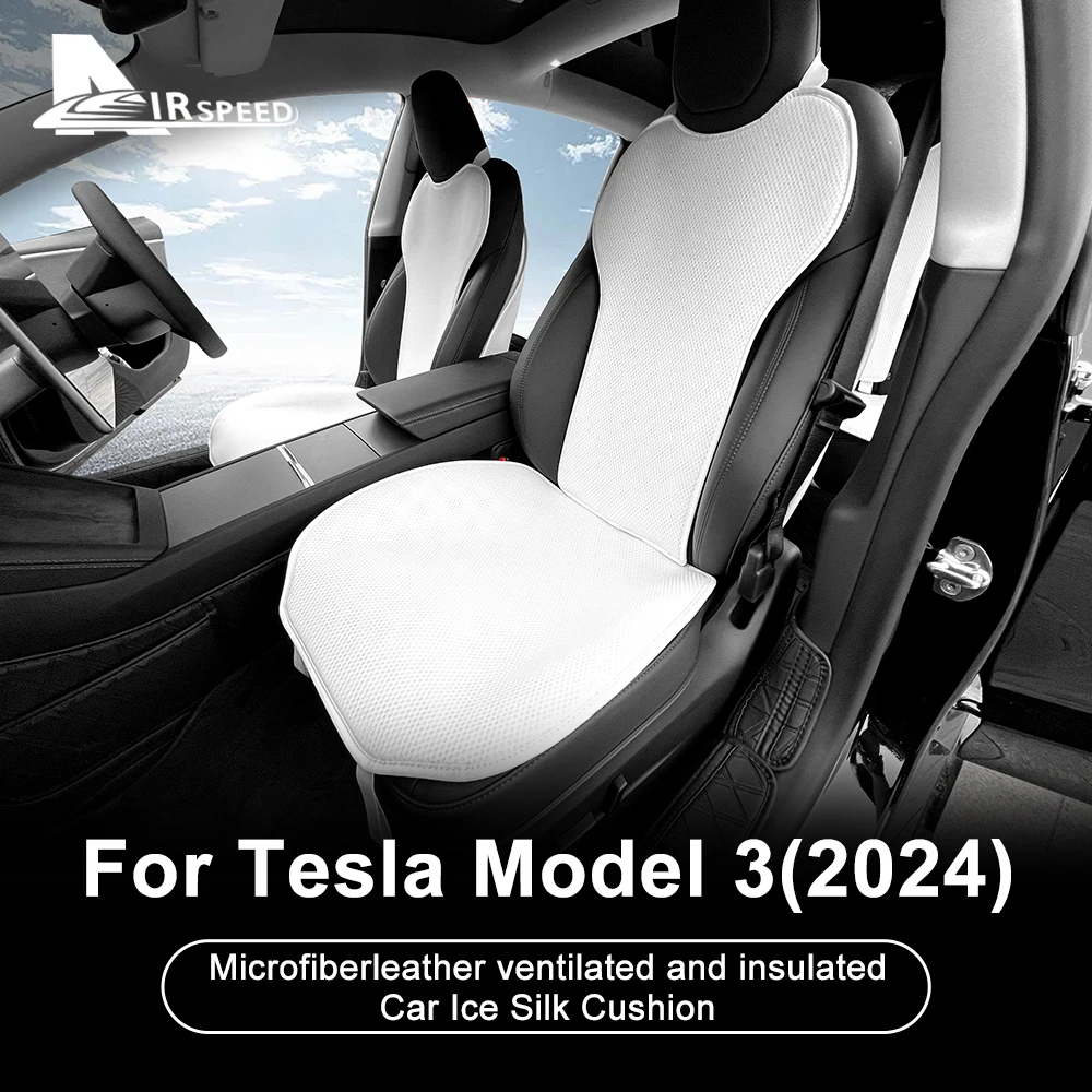 Ice Silk Car Seat Cushion For Tesla Model 3 Highland 2024 Mats Breathable All Season Back Seat Pad Protector Cover Accessories