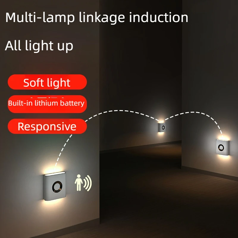Intelligent Motion Light-Controlled Sensor Wall Lamp - 500Mah Usb-C Fast Charging, 3 Brightness Adjustable, Multi-Device Link, Suitable for Indoor/Outdoor Safety Lighting