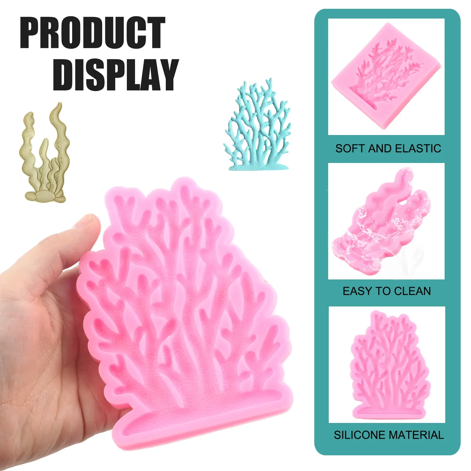 Sea Coral Silicone Mold Seaweed Fondant Molds Chocolate Gumpaste Mould Cake Decorating Tools Cupcake Candy Resin Clay Moulds