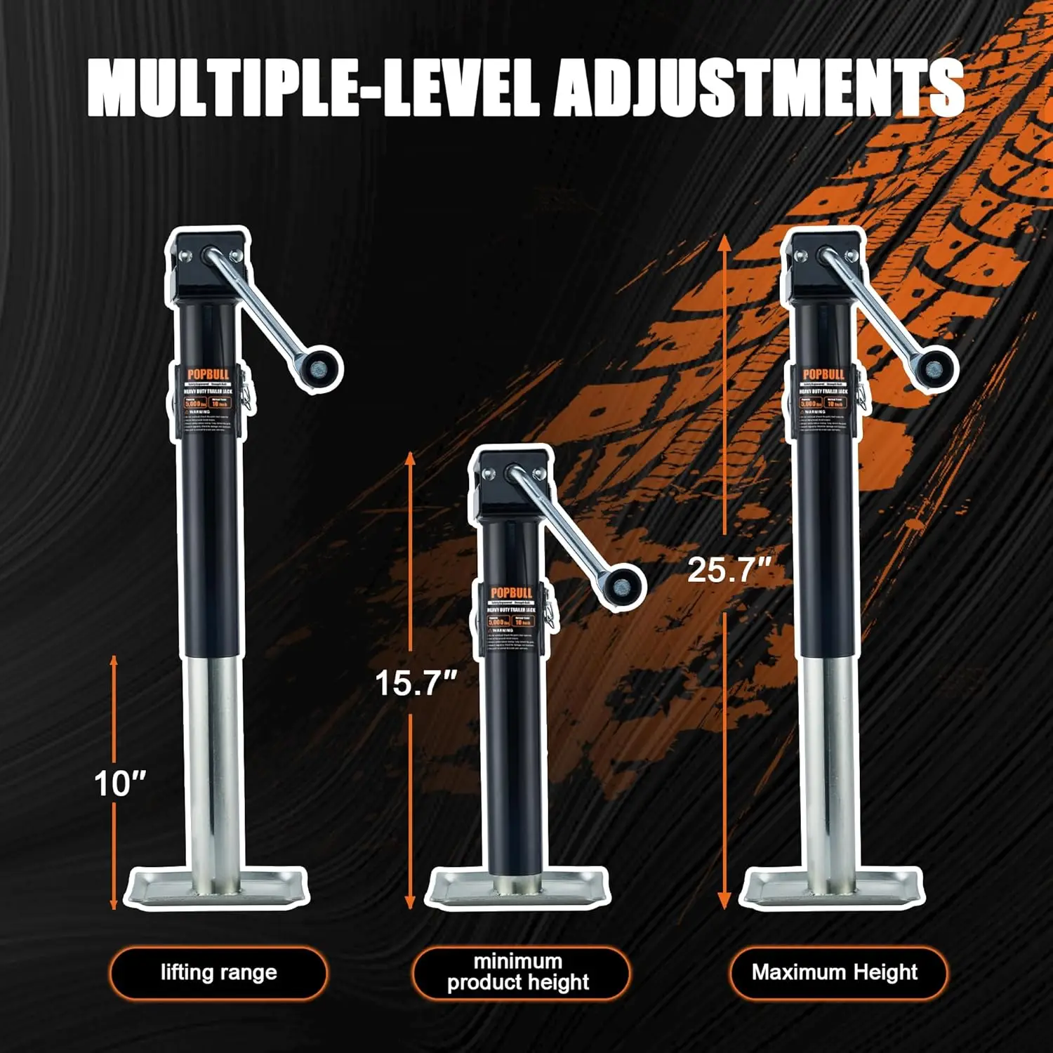 مقبس مقطورة دوار للأنابيب قابلة للحام بوزن 5000 رطل، سفر عمودي مقاس 10 بوصات للمركبات الترفيهية والقوارب والحصان والمقطورات متعددة الأغراض