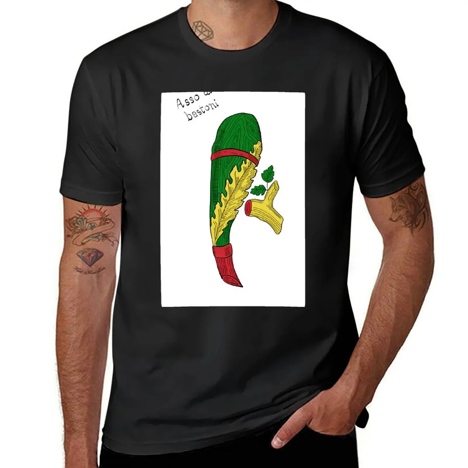 Asso di Bastoni - Sicilian Card T-Shirt summer top graphics t shirt men