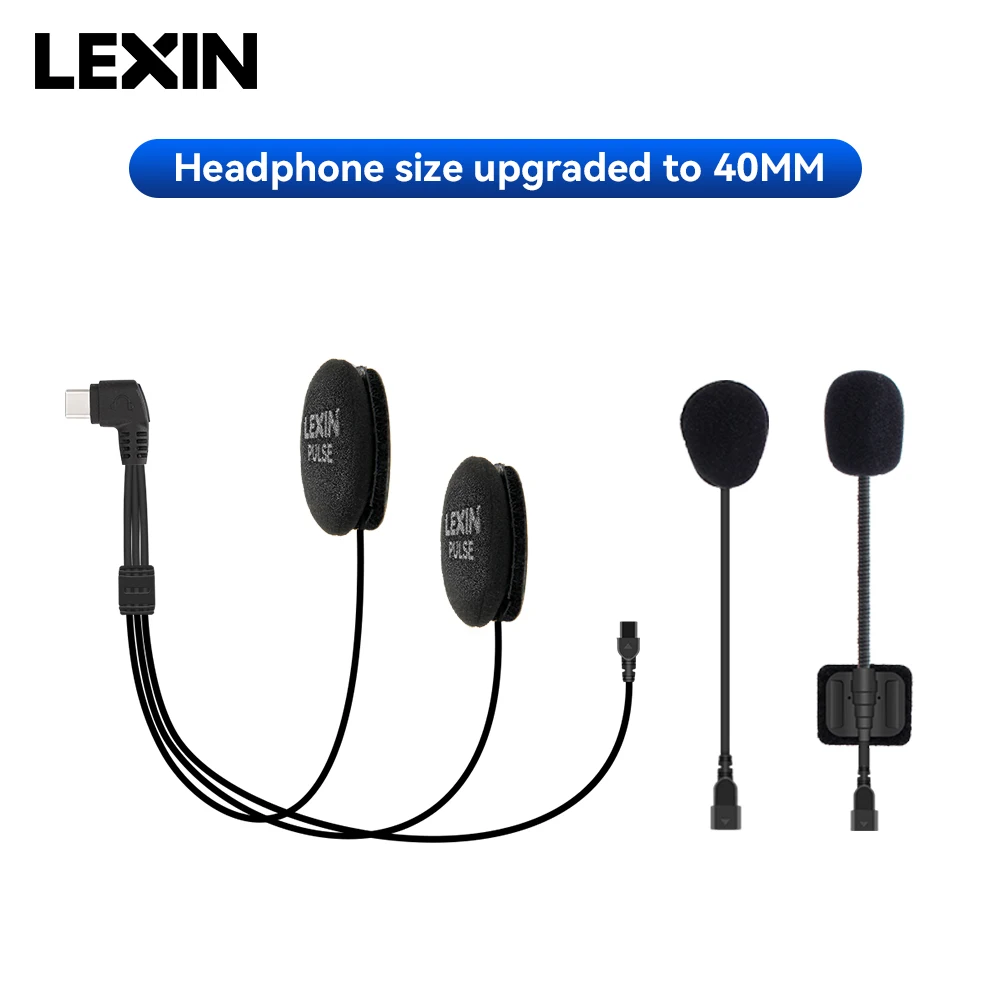 LEXIN-MeshCom intercom 40MM headset&clip set for full/half helmet with Upgraded noise cancellation function