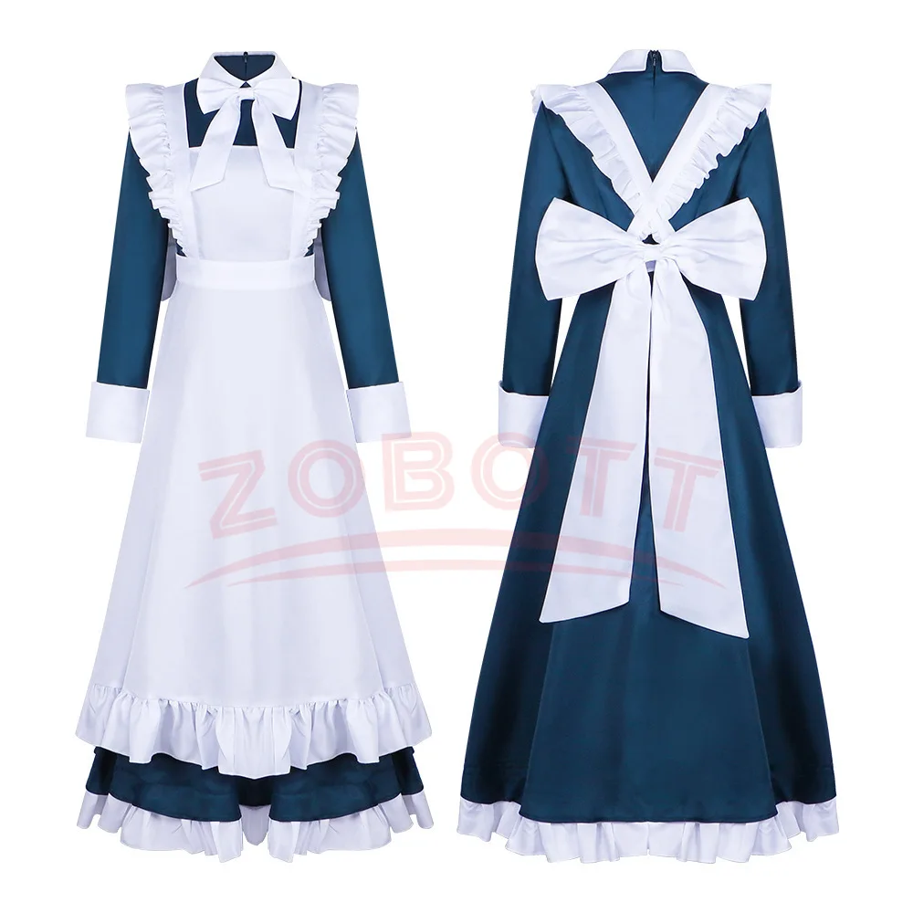 

Fighting Artist Mary Long Maid Dress Anime Mechanical Marie Women Cute Maid Outfit Apron Dress Cross Dressing Housekeeper Dress