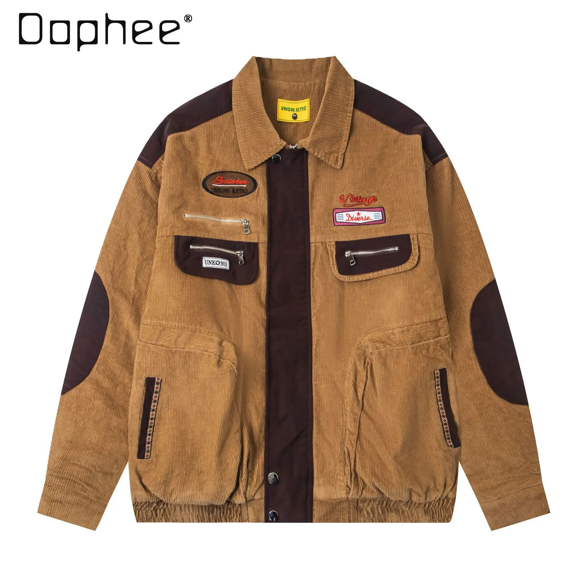 

Khaki Turn-Down Collar Jacket Women Long Sleeve Loose Casual Zipper Coat Winter Padded Jackets for Women