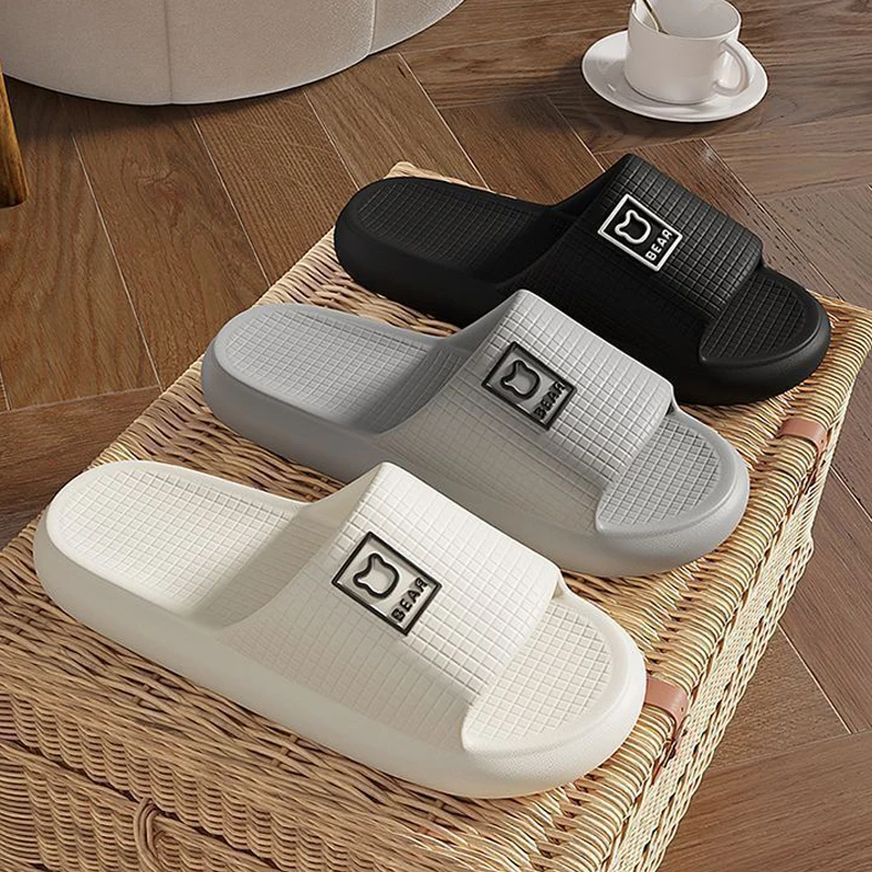 Fashion Summer Couple Non-slip Flat Slides Soft Cosy Seabeach Sandals Men's Slippers Women Casual Home Indoor Flip Flops