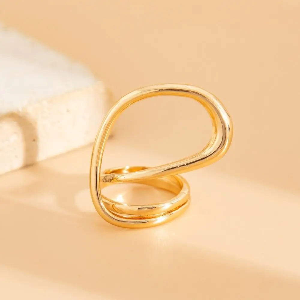Zeigefinger-Ring, Gold, Silber, Metallringe, übertrieben, mehrschichtig, ausgehöhlter Ring, Twined-Geometrie, einfacher Fingerring, täglich