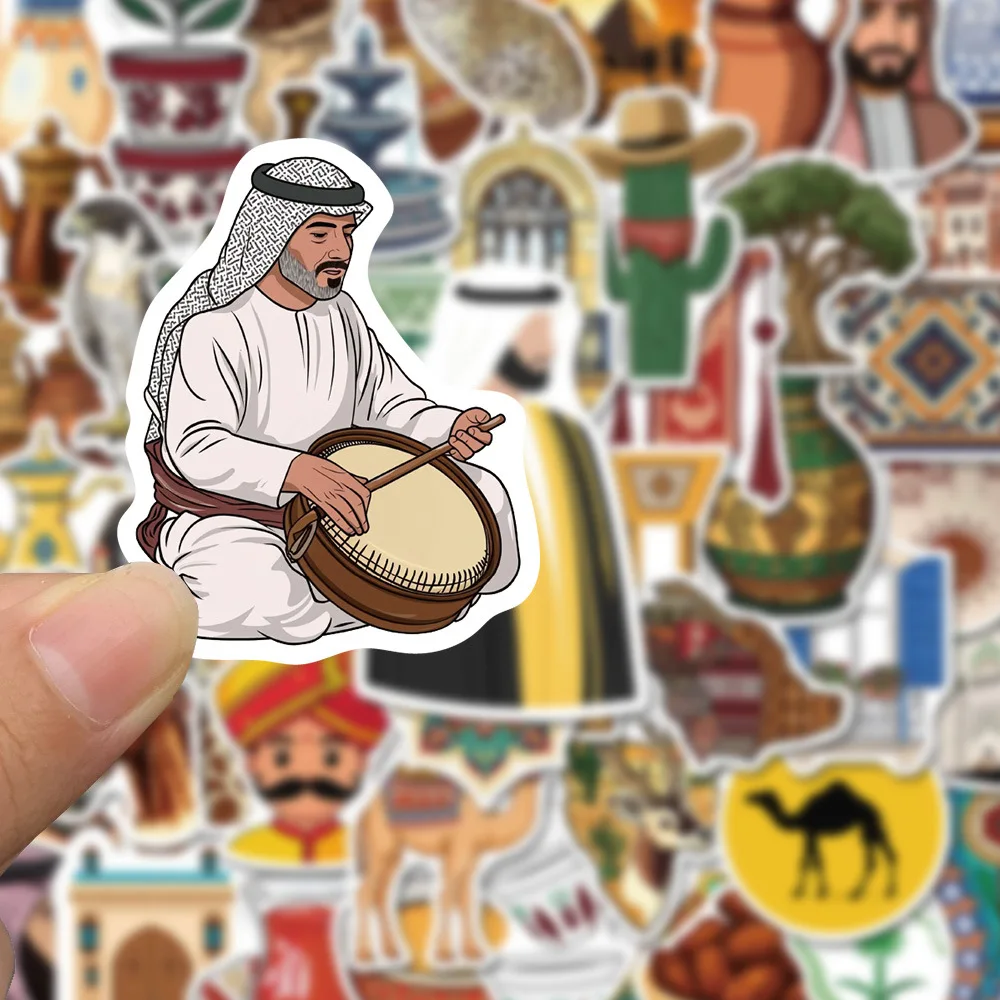 สติกเกอร์กันน้ำลายการ์ตูนสไตล์ตะวันออกกลาง 50 ชิ้น สำหรับตกแต่งกล่องดินสอ ตู้เสื้อผ้า ตู้เย็น ลายกราฟฟิตี้