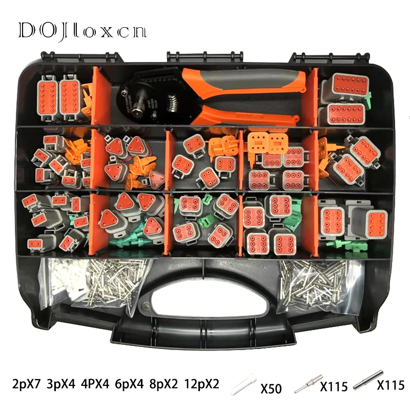 321pcs Deutsch DT Series Waterproof Connector Kit Repair Tool Box DT06-2/3/4/6/8/12S DT04-2/3/4/6/8/12P With Terminal