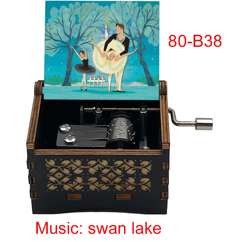 Classical Swan Lake Wooden Music Box 18 Note Ballet Dancer Print Ornament Lovely Kids Friends Birthday Christmas Gift