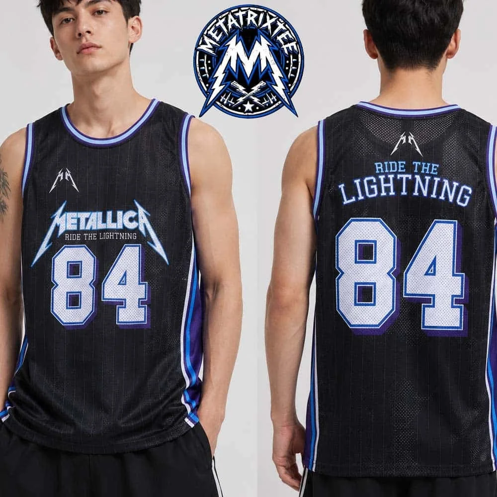 Metallica Ride The Lightning 84 Basketball Jersey Sleeveless Tank Top Men  Heavy Metal Rock Sport Vest Tops Family Matching