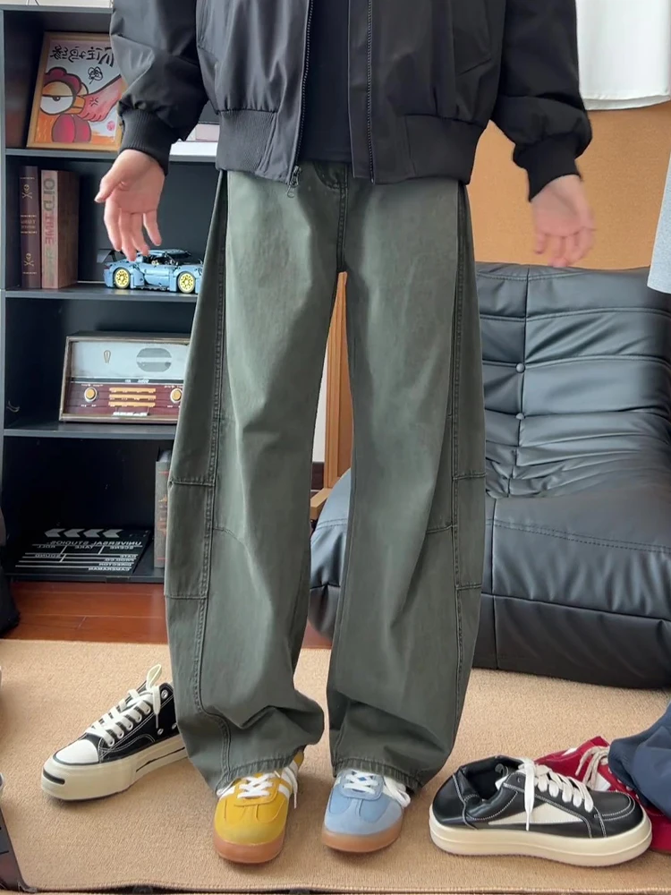 

een American Sle Bent Knife Work Pants Men's Autumn CleanFit Wide Leg Slimming Pants Cool Haome Straight Leg Pants