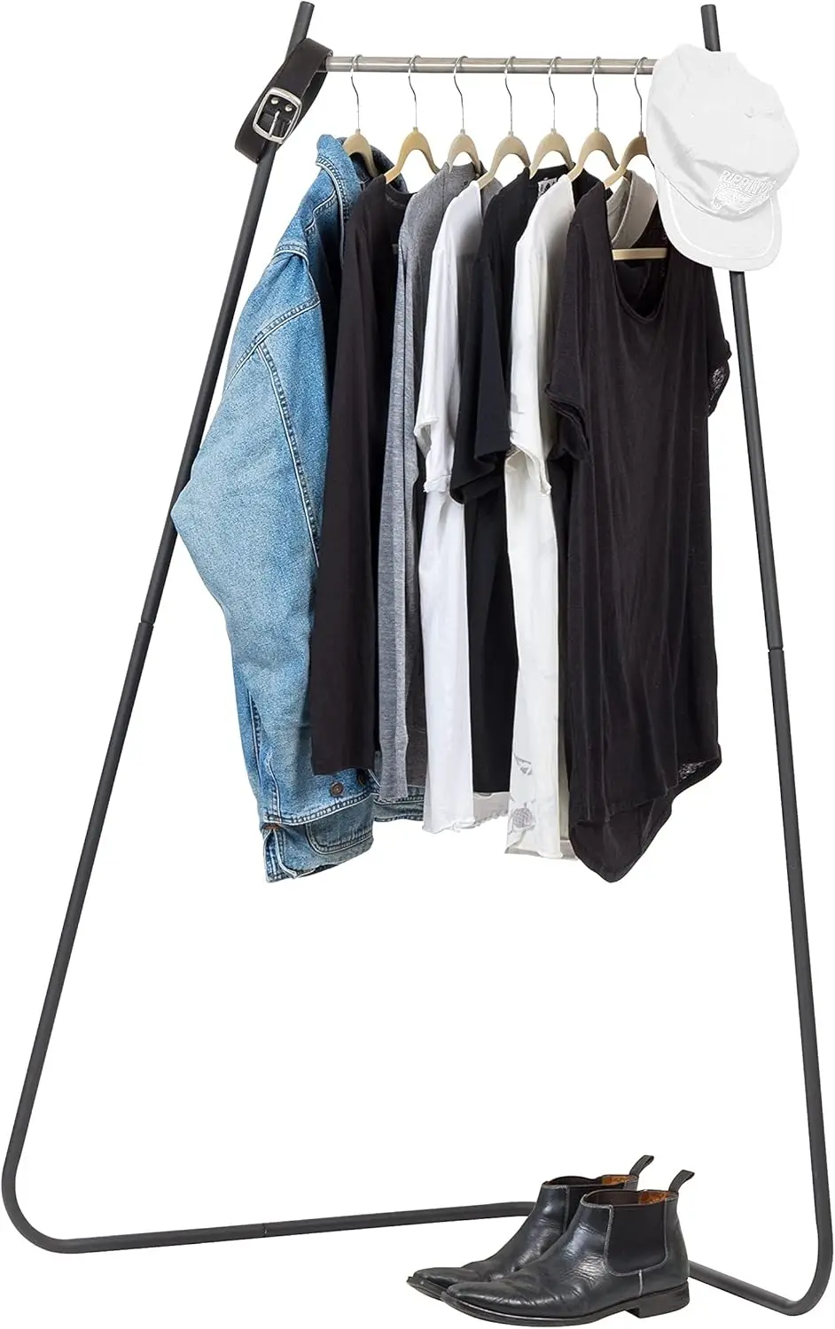 

Stylish Corner Clothes Rack, Freestanding Metal Garment Rack, Black, Easy Assembly, Small Space Storage Solution