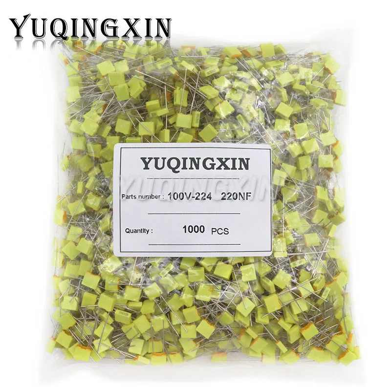 1000pcs Polypropylene Safety Plastic Film 100V 1nF ~ 470nF 100nf 220nf 10nf 47nf 22nf 1nf 0.47uf 0.1uf Correction capacitor