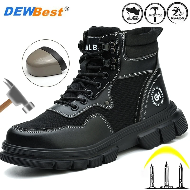 

Men's and women's high-top lightweight breathable construction site work shoes anti-smash anti-puncture safety shoes wholesale