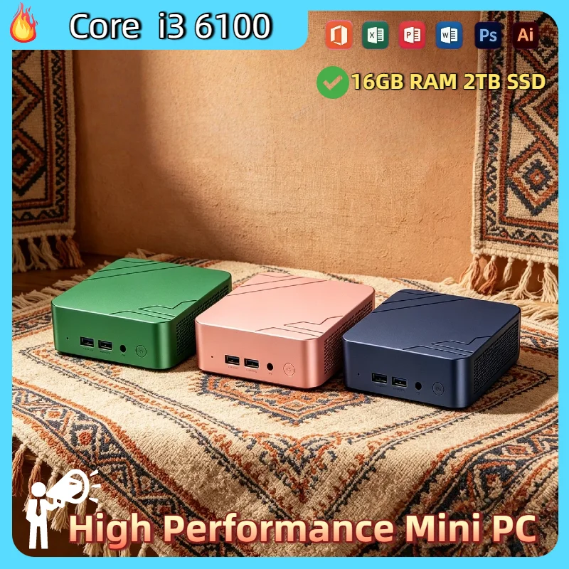 Intel i3 6100 Ultra Mini Desktop 16GB RAM 1TB 2TB M.2 NVMe SSD WiFi6 BT5.2 Low Power Pro Max Plus Ultra Unit Pro