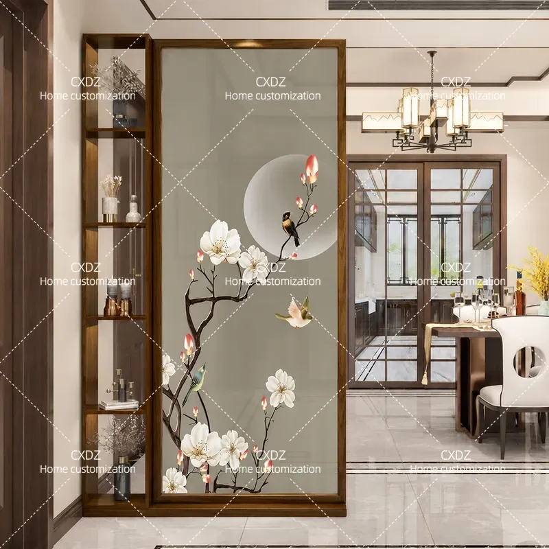New Chinese Style Solid Wood Screen Partition Porch Cabinet Living Room Entryway Storage Hall Console Household Bedroom