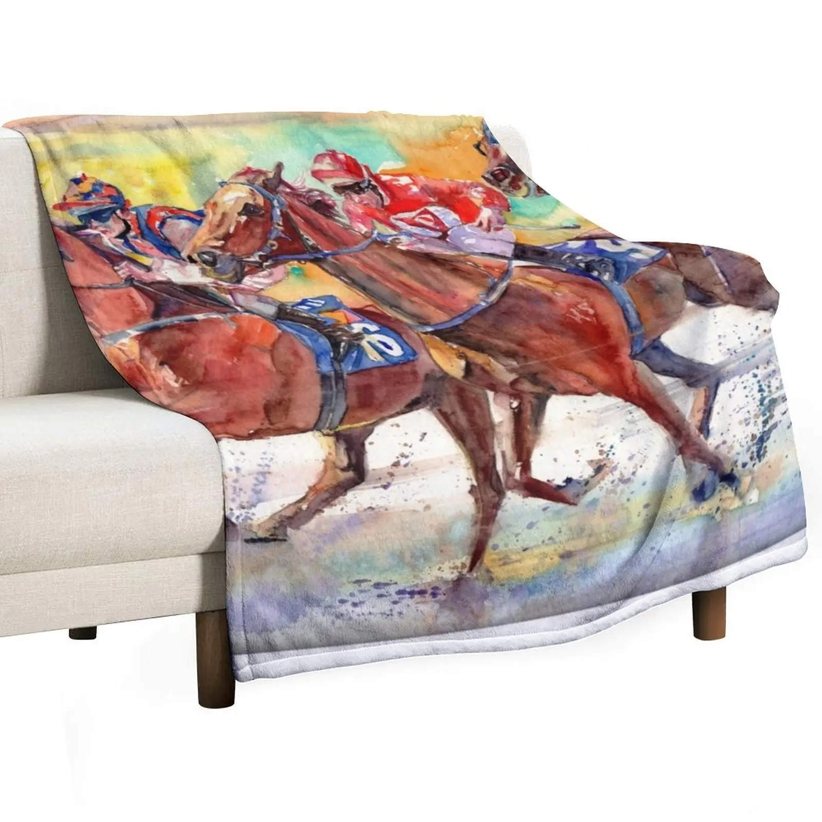 

Thoroughbred Racing Throw Blanket Soft Plaid Hairys Blankets