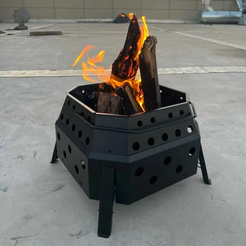 

【Popular】Modern Carbon Steel Portable Foldable Wood-Burning Outdoor Cooking Stove for Camping