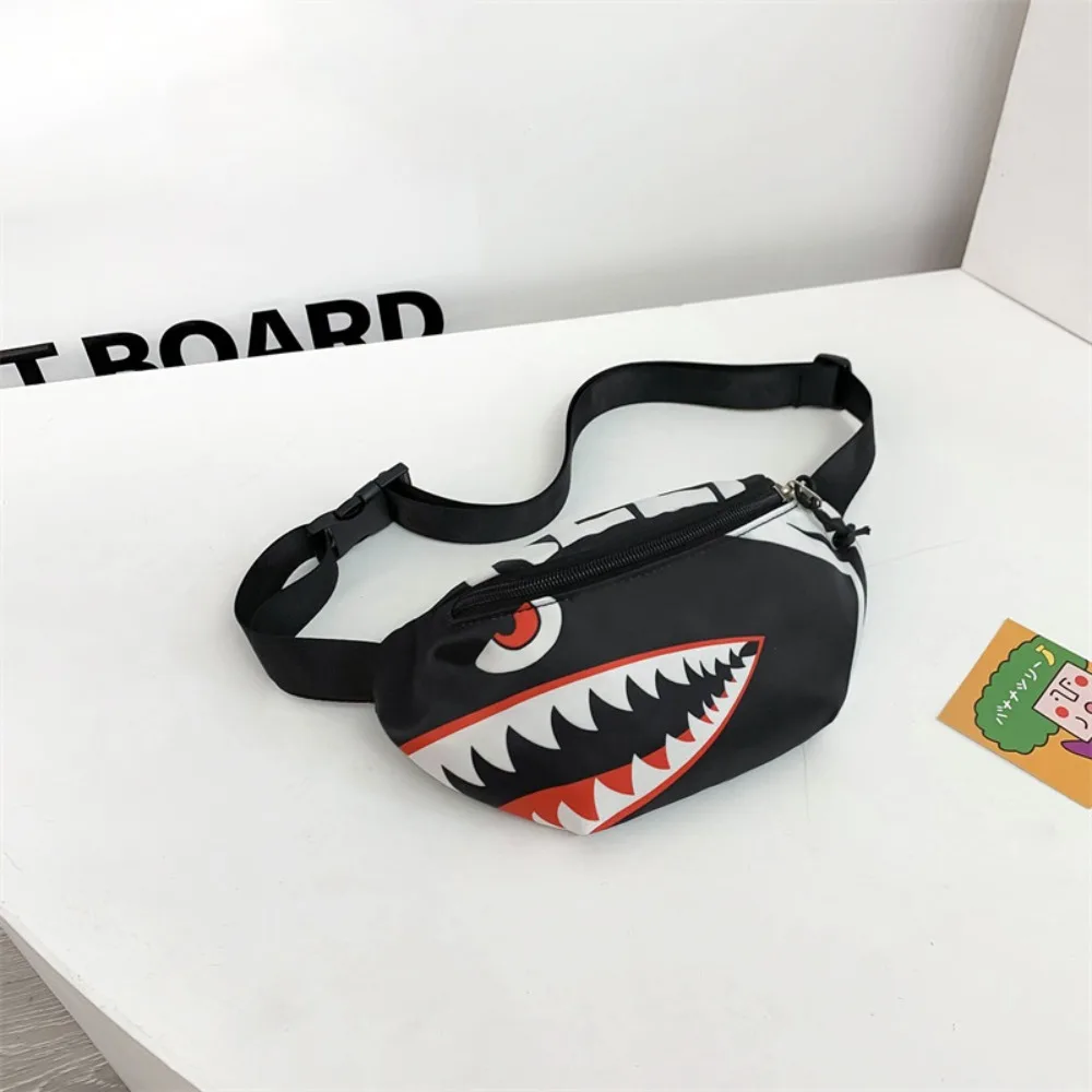 Brand New Nylon Shark Pattern Chest Bag Zipper Printing Crossbody Chest Bag Cartoon Shark Waist Bag
