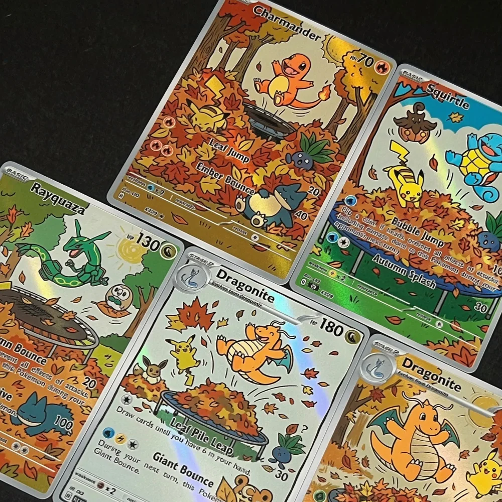 Pokemon PTCG Cards Oil Painting Style Charmander Squirtle Rayquaza Dragonite Collection Cards Pokemon Gift 5Pcs Rare Holo Cards view 3