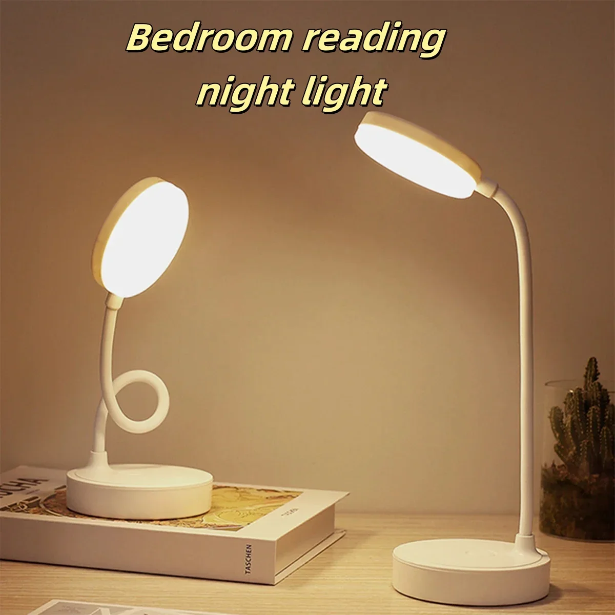 Portable Mini  Dimmable Desk Lamp USB Plug Battery Powered Bedroom Bedside Lamp Desk Reading Lamp Eye Protection Warm Light