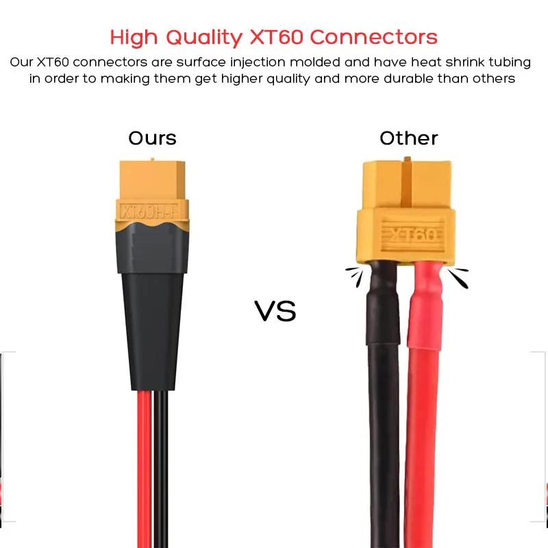 Удлинительный кабель 12AWG 1,5 м/5 футов XT60 штекер-гнездо, совместимый с портативной электростанцией ALLPOWERS Ecoflow Jackery Bluetti Anker