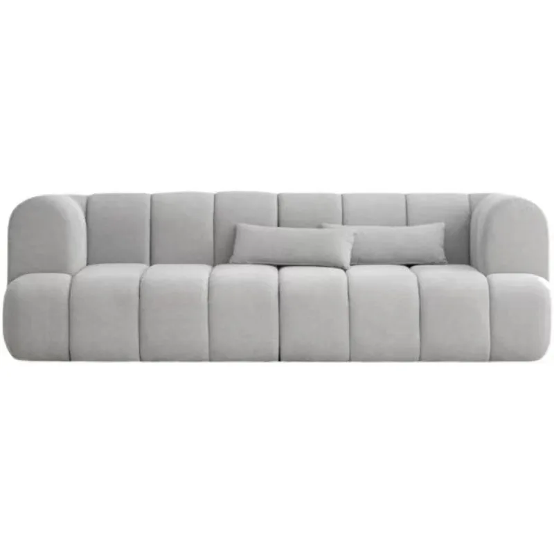 

Nordic modern simple small apartment living room straight row light luxury double three creative fabric sofa solid wood module