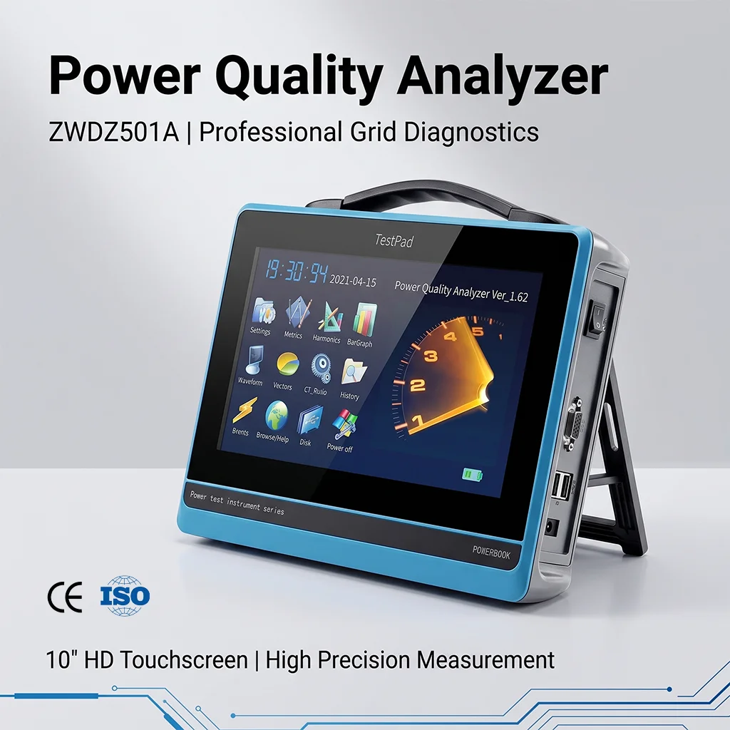 ZWDZ501A Multi-Channel 3 Phase Electronic Quality Analyzer Real-time Oscilloscope High Accuracy 2-64th Inter-Harmonics THD