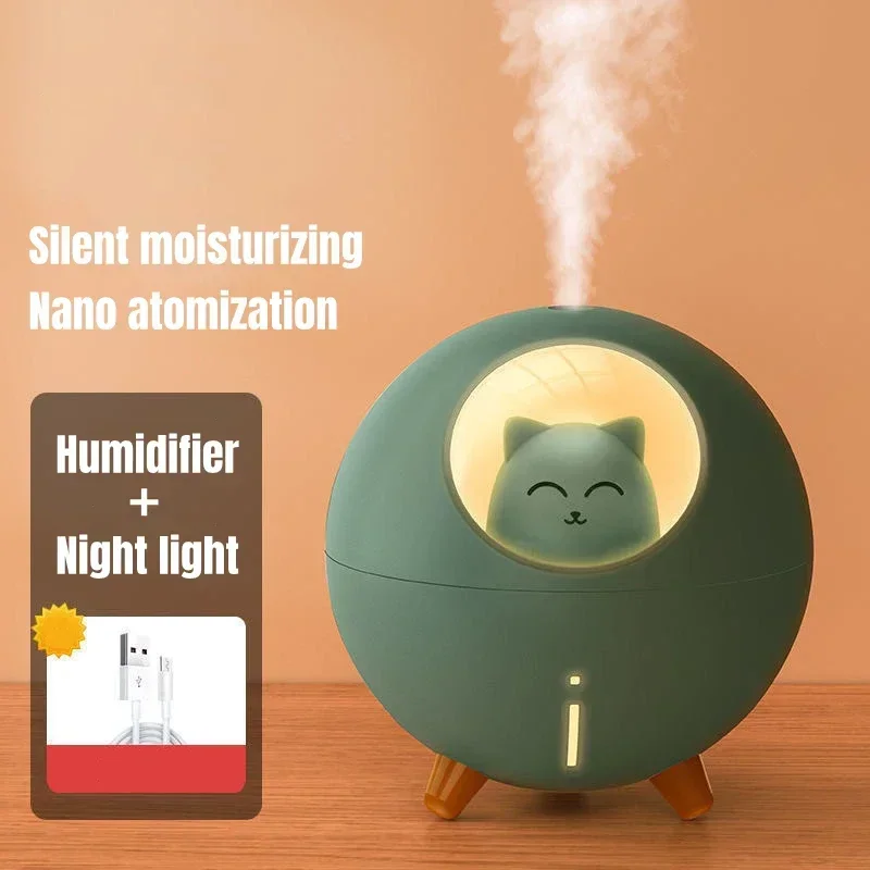 USB Mini Humidificador Diffusor Fogger Cute Planet Cat Luftbefeuchter Ultraschall mit romantischem Farb-LED-Licht