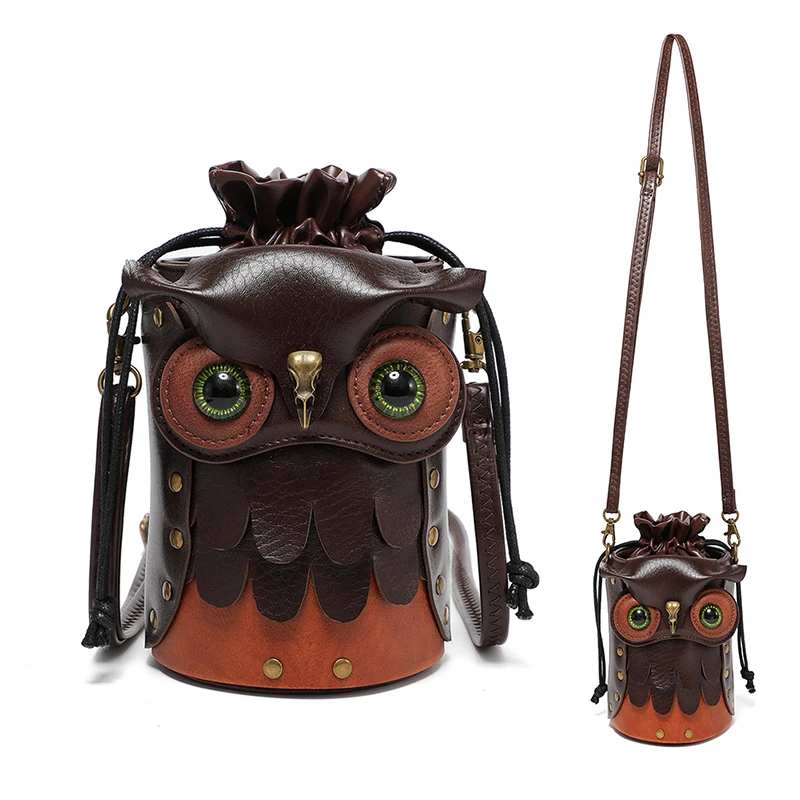 Steampunk Owl Bag for Women Cute Vintage Wallet Gothic Shoulder Porter Pack Halloween Medieval Viking Pirates Side Crossbody Bag