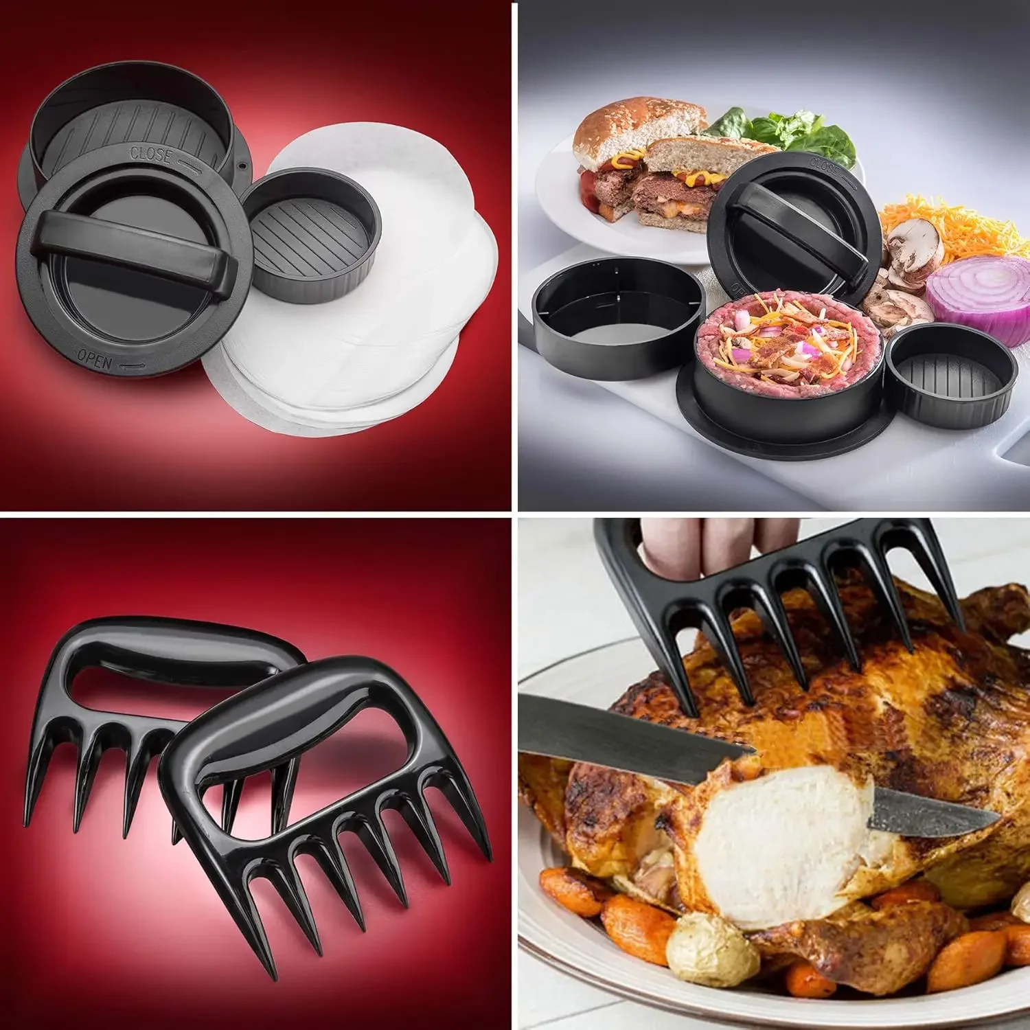 Series 6-In-1 Powerful Size #12 Electric Meat Grinder with Foot Pedal Sausage Stuffer  Kubbe Maker  Patty Press  2 Meat Cla