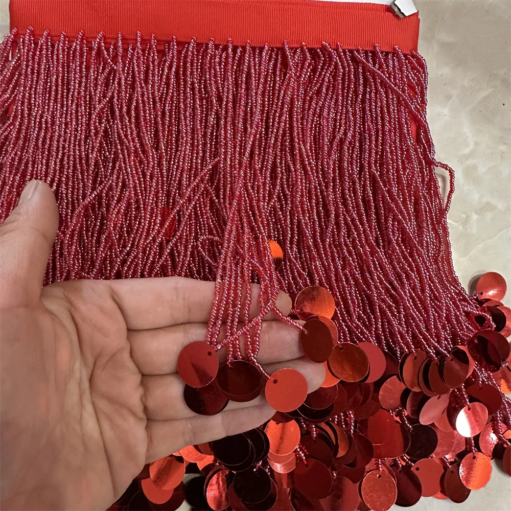 5meters more colors 15cm Seed Beaded Fringe with appique Lamp Costume Trim Crafts