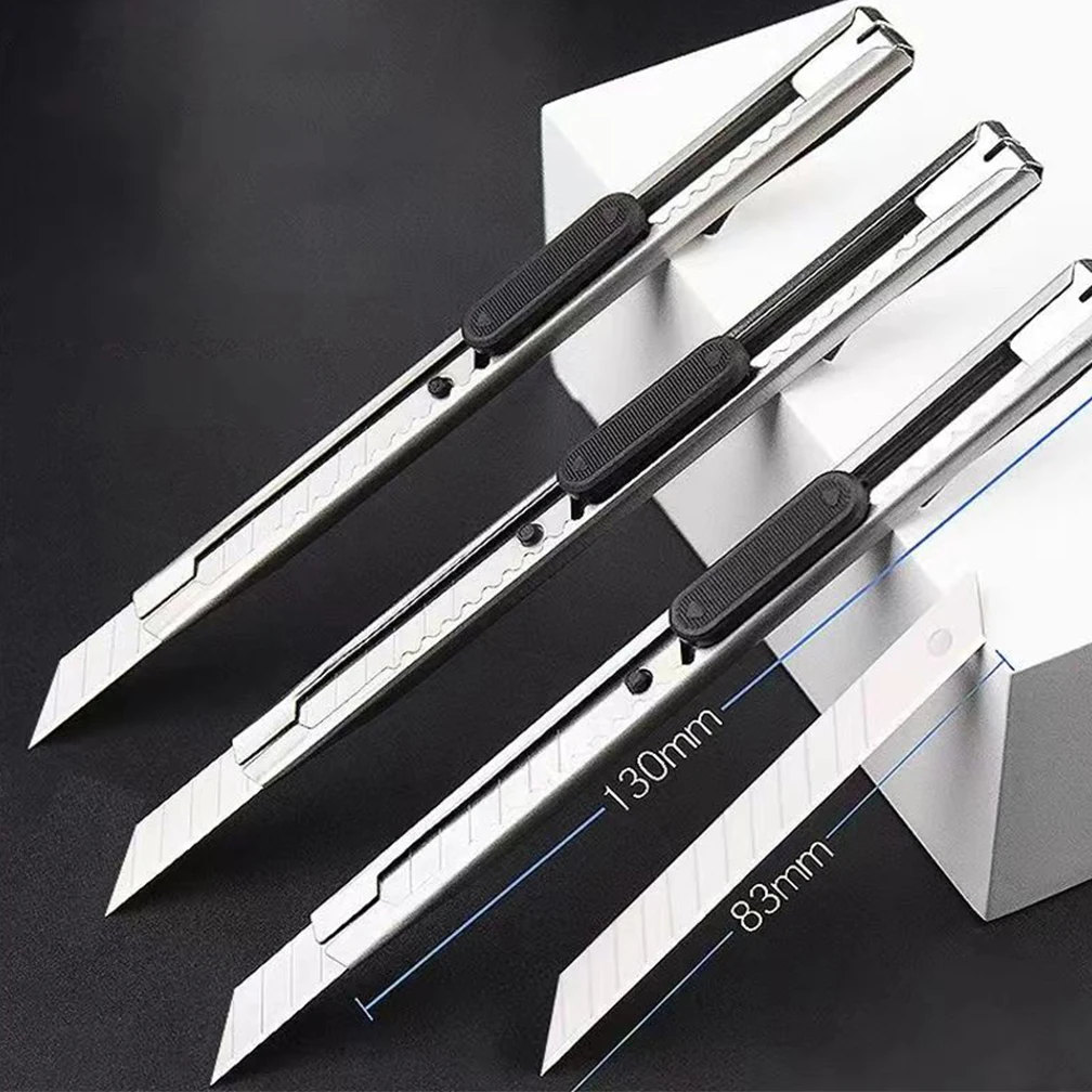 10PCS Utility Knife 30° 60° Stainless Steel Paper Cut Box Cutter Kit Non-Slip Blades Unboxing Knife Handicraft Carving Tools