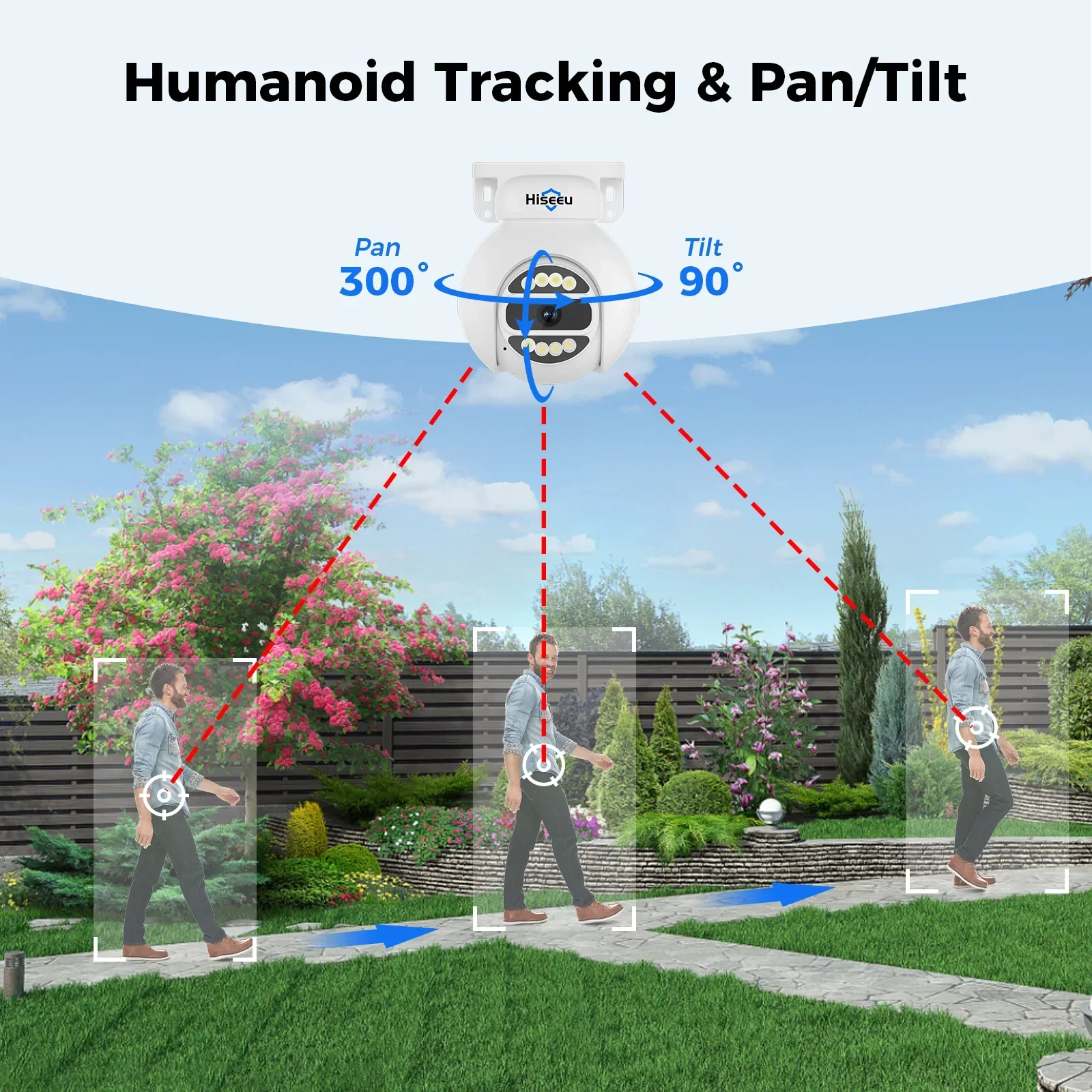 Hiseeu Automatic Tracking 5mp Poe Nvr 16 Channel Kit Outdoor 360 Ptz IP Security Home Cctv Camera System