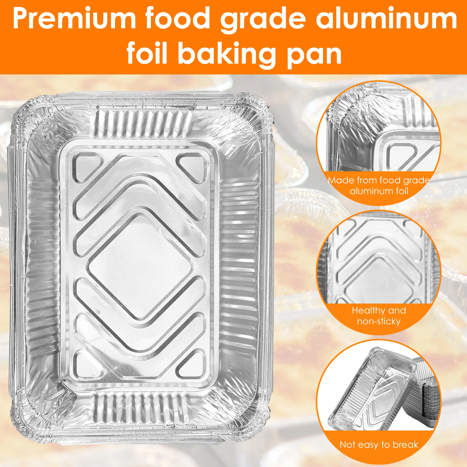 50set Aluminum Foil Pans with Lids Disposable Thickened Food Container BBQ Tray Non-Stick Packing Boxes Kitchen Baking Tool