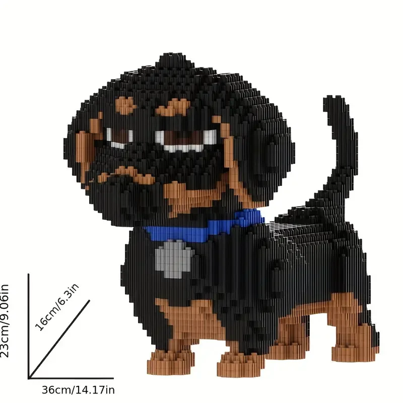 3685-Piece Building Block Set, Cute Animal Dachshund, Pet Dog, Holiday Gift, Room Decoration for Christmas, Halloween Gift