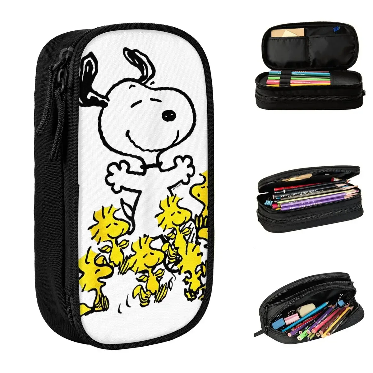 

Fun Peanuts Snoopy Chick Party Pencil Case Pencil Box Pen Holder for Student Big Capacity Bags Student School Zipper Accessories