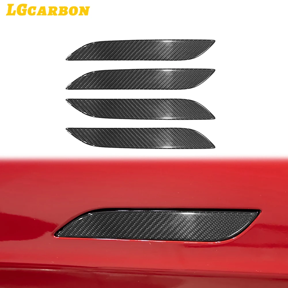 

LGcarbon 100% Glossy Carbon Fiber Outer Door Handle Cover Guard For Tesla Model S Body Protector Sticker