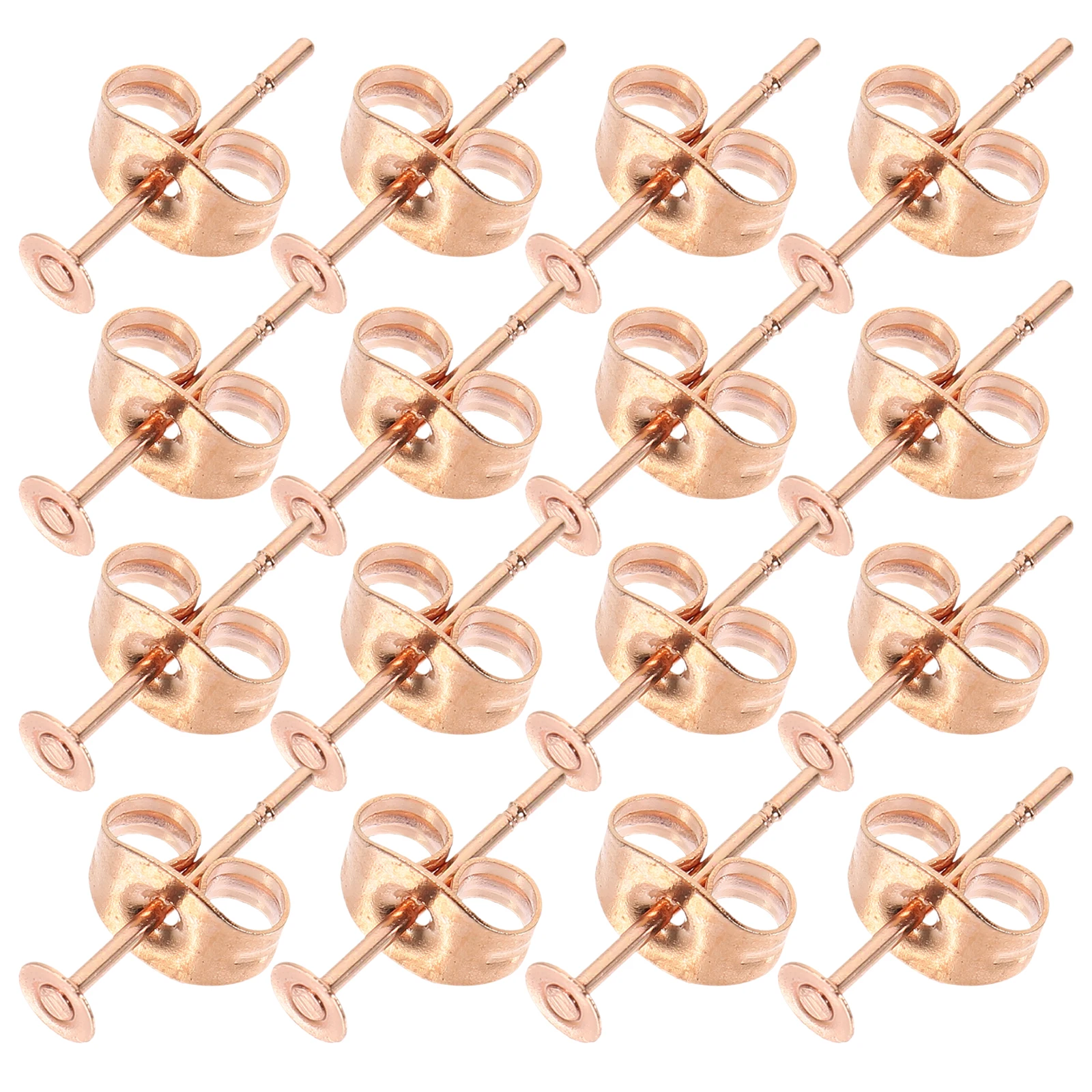 

50 Pcs Stainless Studs Earrings Posts Making Kit Rose Gold Creative Accessories