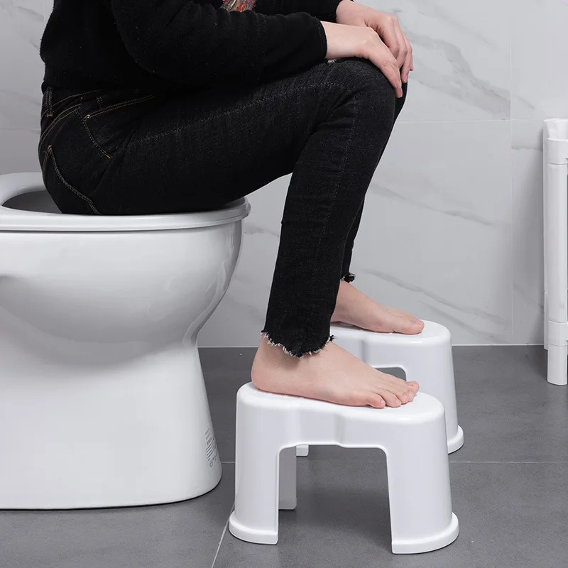 2Pcs Bathroom Anti-skid Toilet Footstools Adult Thickened Anti-skid Toilet Footstools Plastic Toilet Stepping Stools
