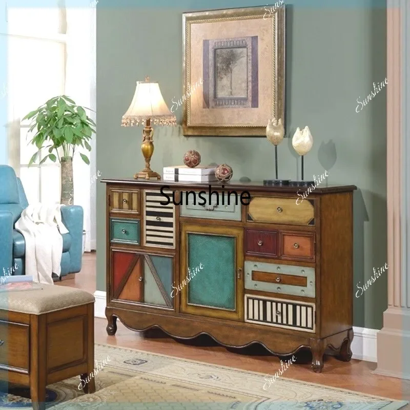 

Y.American rural solid wood home with drawers, partitions, porch cabinets, storage small apartment