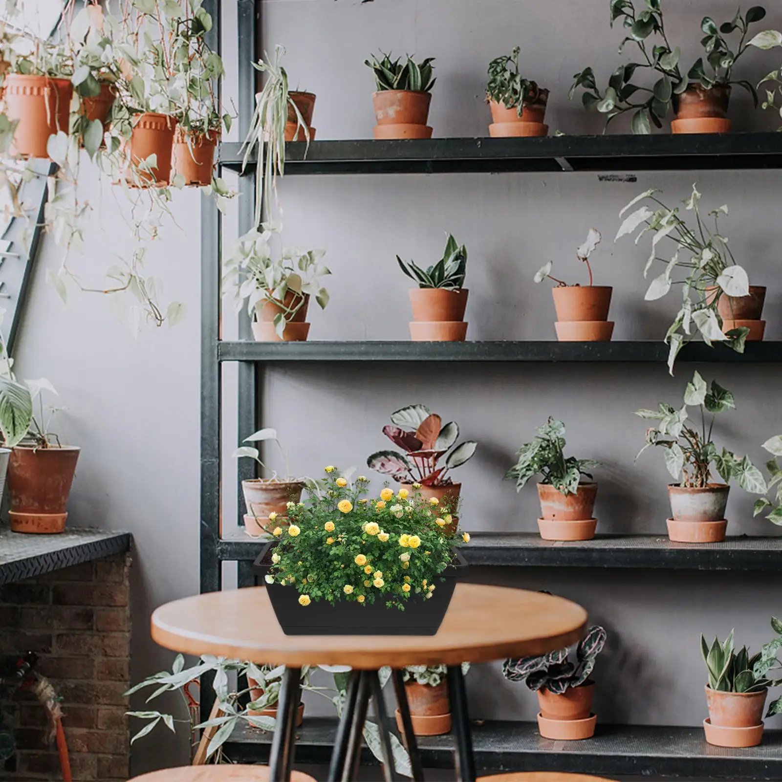 4 Pcs Plant Plastic Flower Pot Pots for Plants Boxes Rectangular Flowerpot Window Planters Black